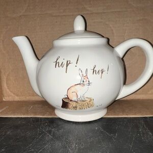 Rae Dunn White Teapot with Bunny Design